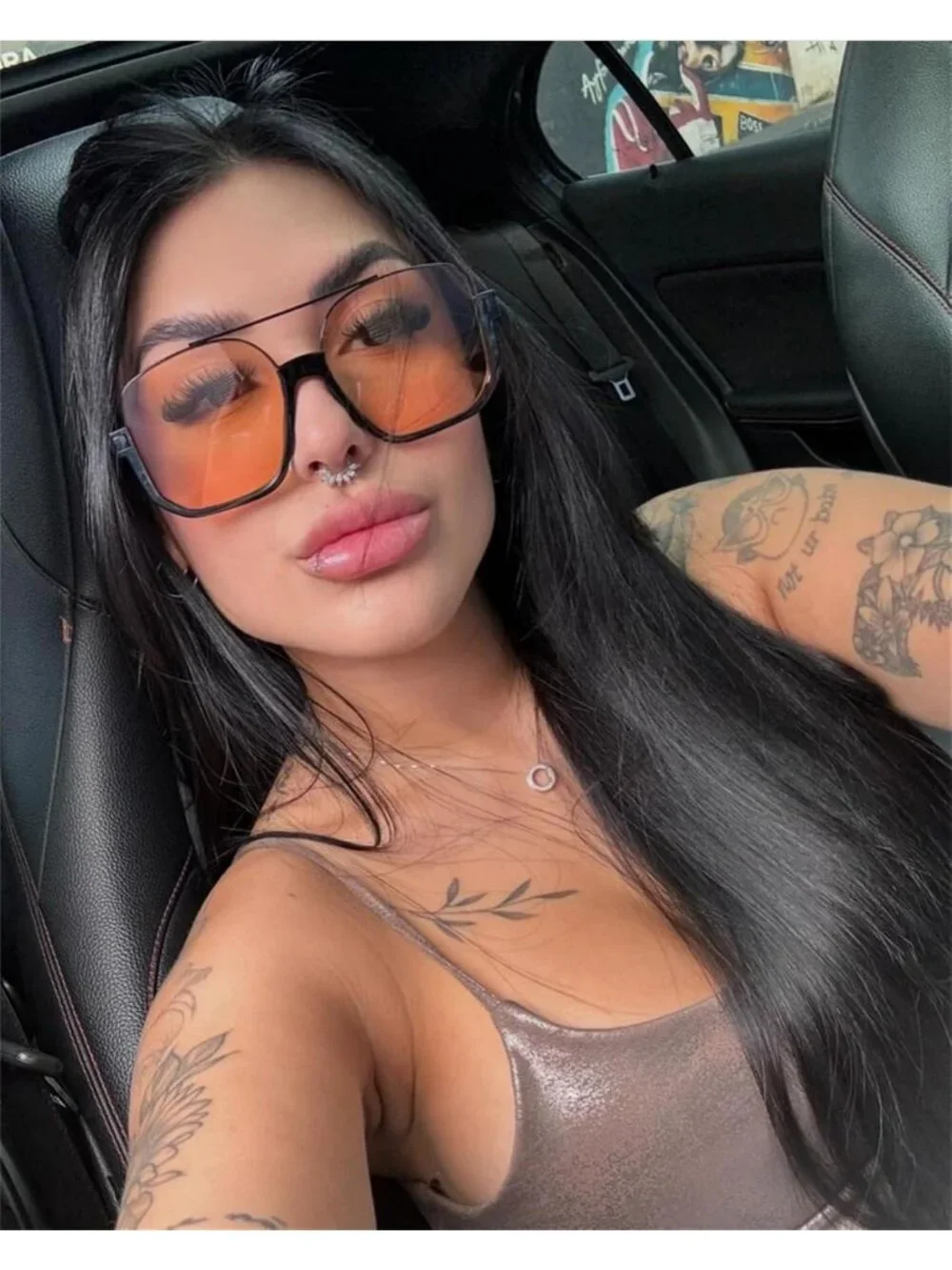 Oversized Square Aviator Sunglasses for Women & Men - Retro 70s Style, UV